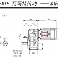 F47-Y90M4-4P-M3-0°減速機(jī)型號大全及尺寸圖